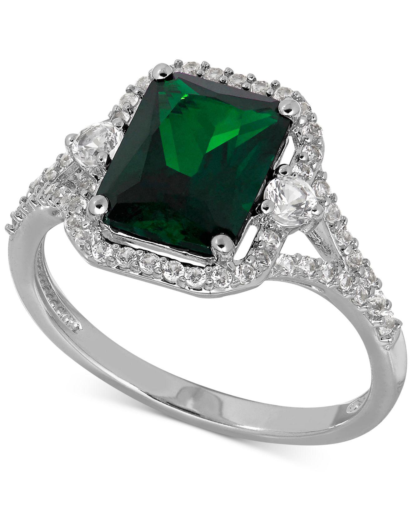 Macy's Labcreated Emerald (21/10 Ct. T.w.) And White Sapphire (3/8 Ct