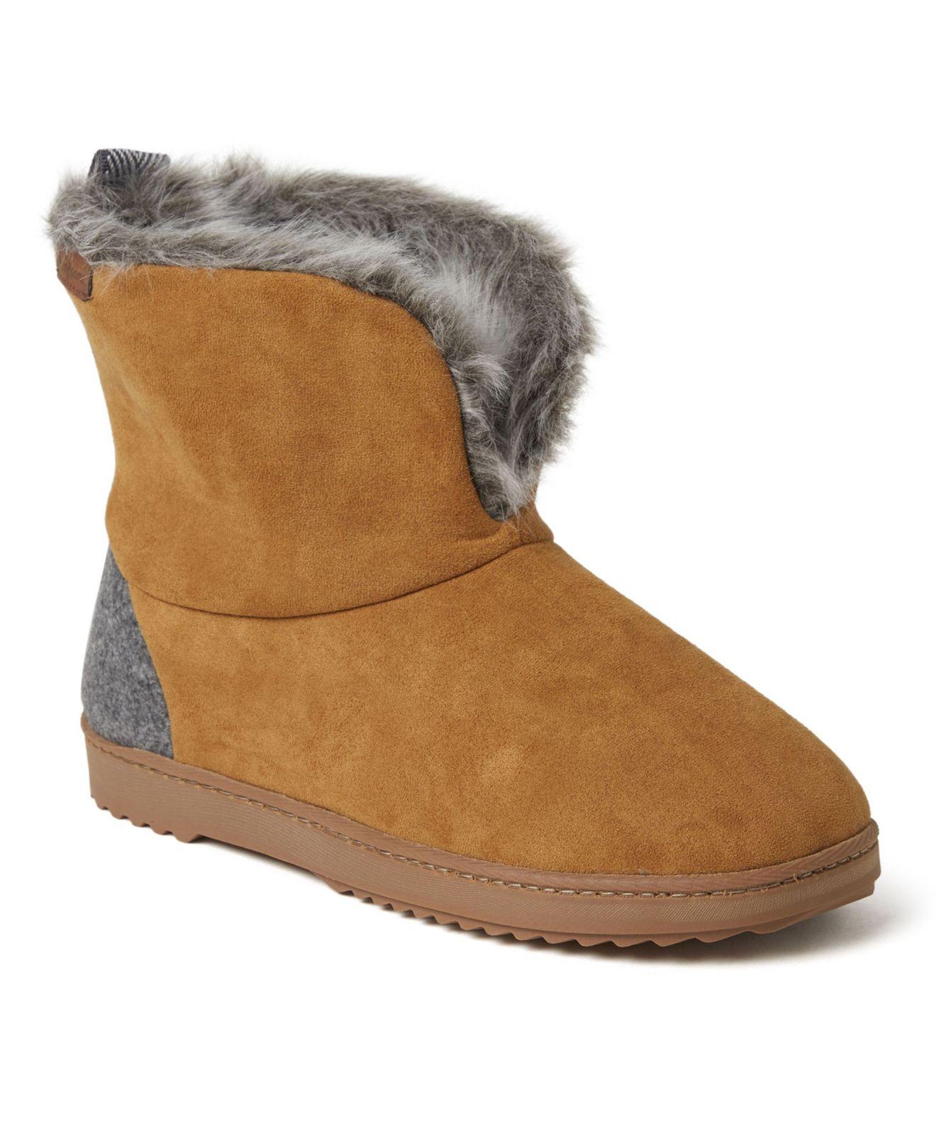 women's dearfoams sierra microsuede bootie slippers