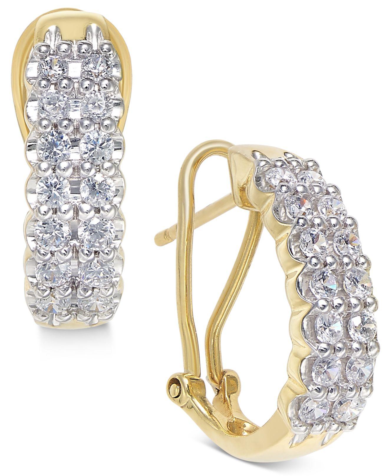 Macys Designer Yellow Gold Diamond Hoop Earrings 1 Ct Tw In 10k White Gold Yellow Gold 
