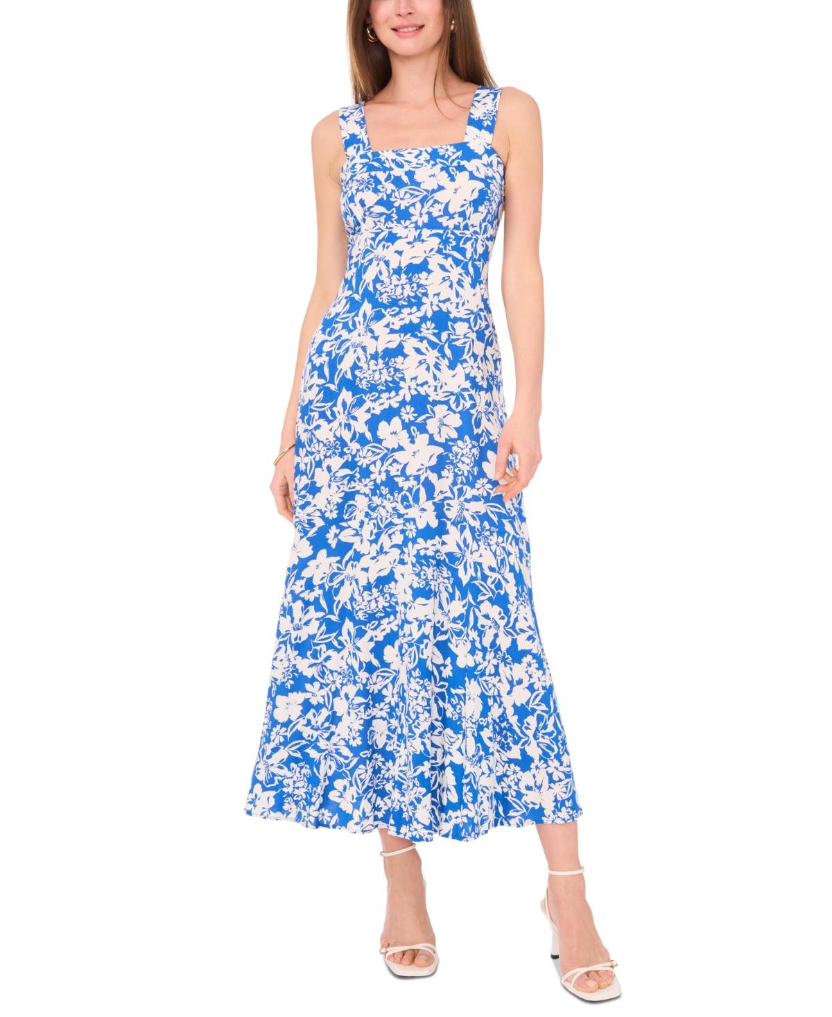 Vince Camuto Floral Square-neck Smocked-back Maxi Dress in Blue | Lyst