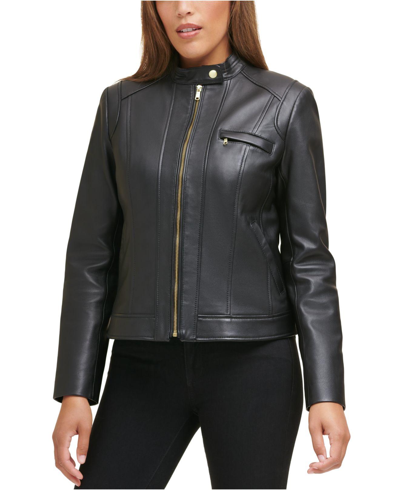Cole Haan Petite Leather Moto Jacket in 