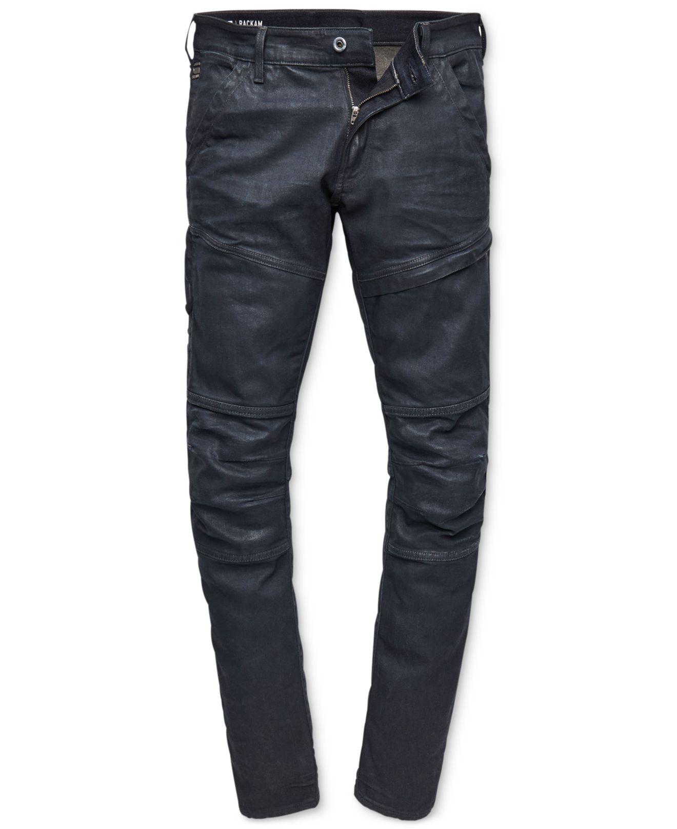 G-Star RAW Rackam Dark Aged Waxed Cobbler Skinny-fit Superstretch Jeans in  Blue for Men | Lyst