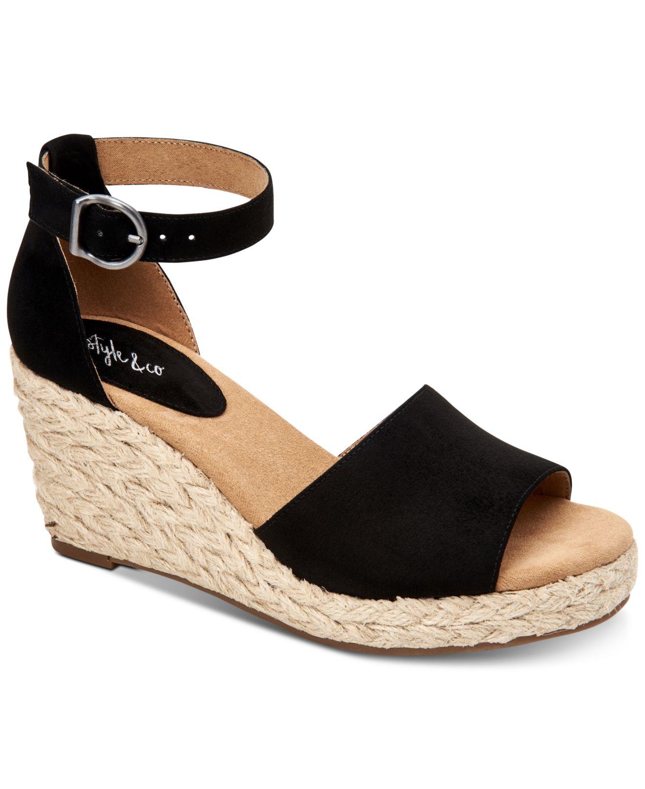Style & Co. Seleeney Wedge Sandals, Created For Macy's in Black - Lyst
