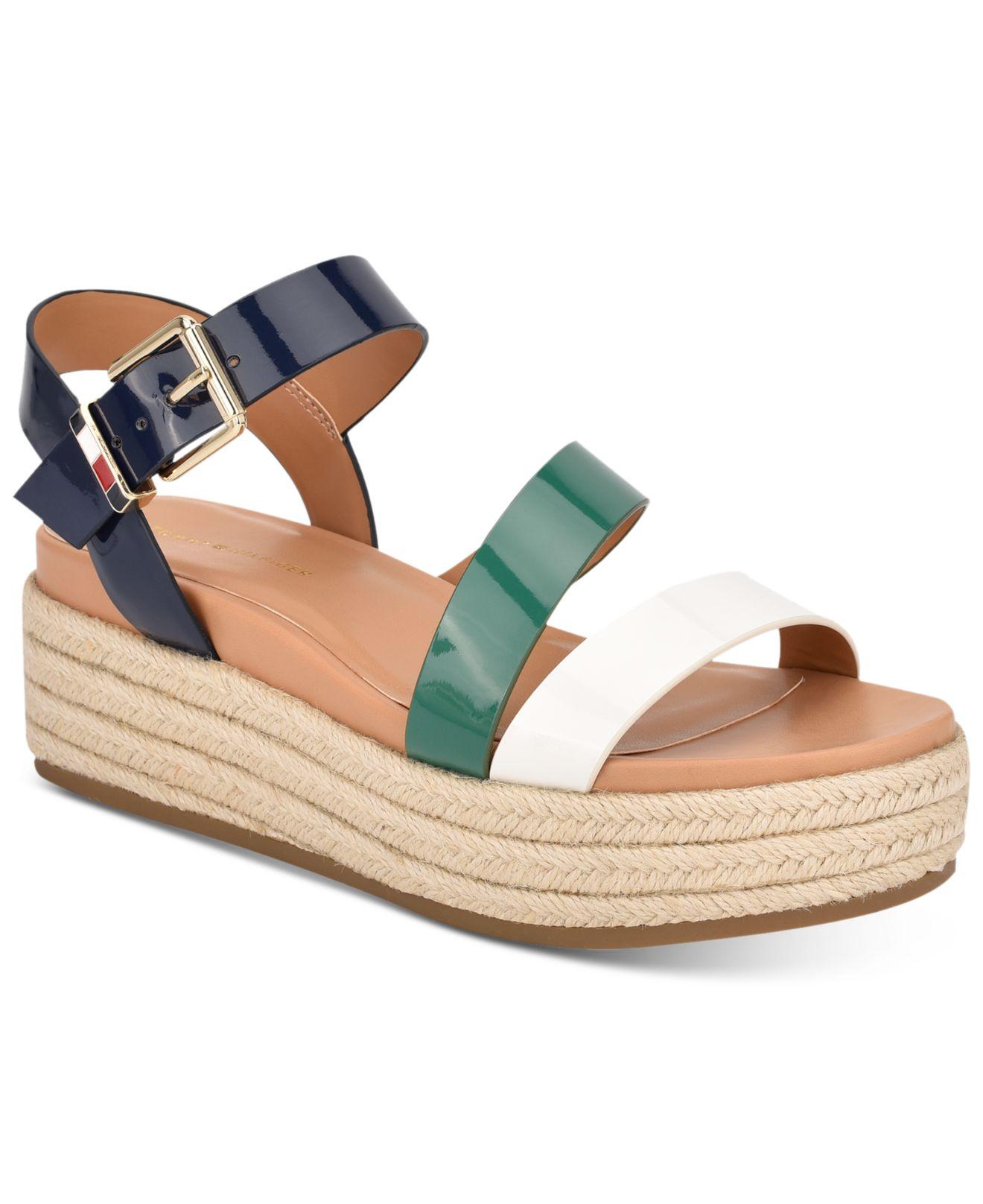 Tommy Hilfiger Marri Flatform Sandals, Created For Macy's in  Navy/Green/White (Blue) - Lyst