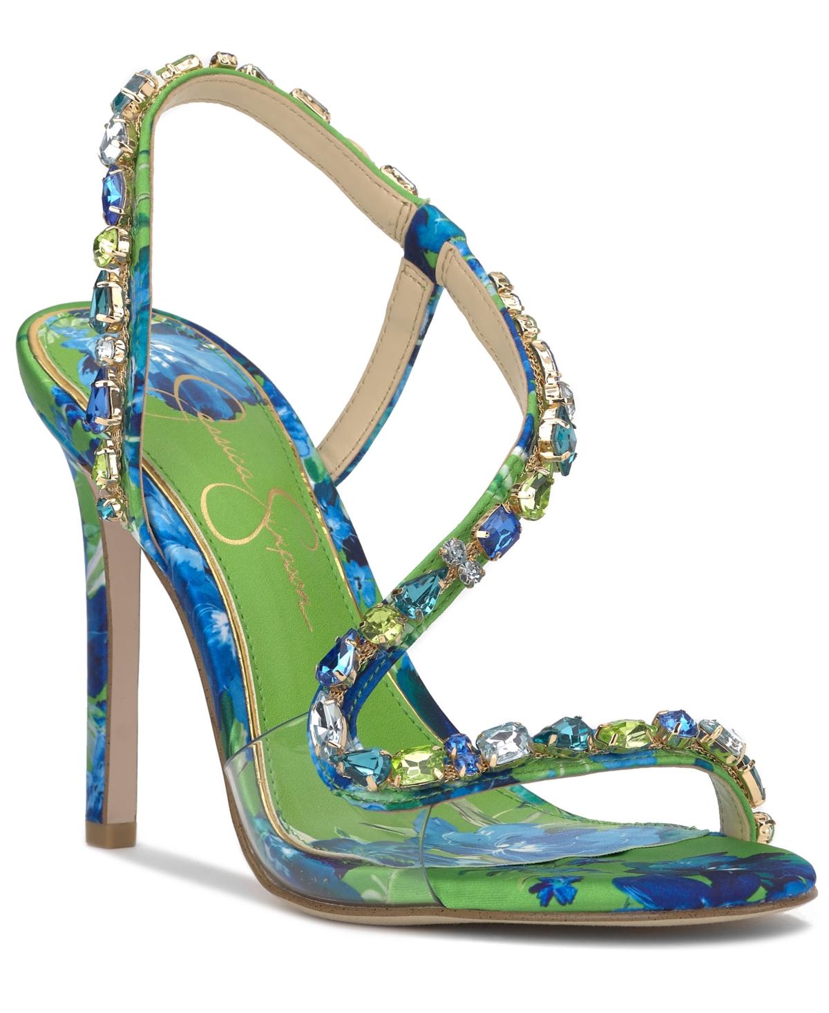 Jessica Simpson Jaycin Barely-there Rhinestone Evening Sandals in Green |  Lyst