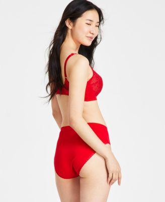 Wacoal Retro Chic Full Figure Underwire Bra B Smooth High Cut Brief  Underwear in Red