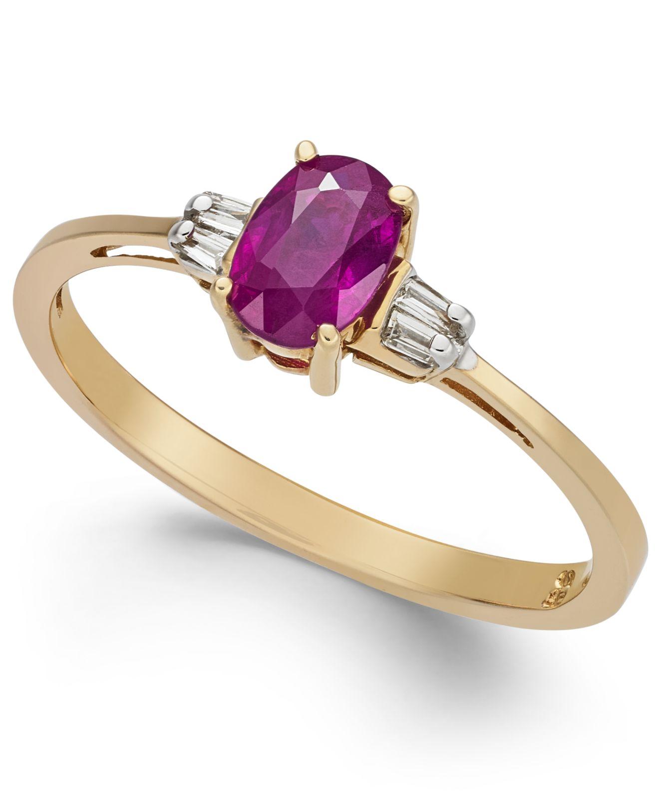 Macy's Ruby (5/8 Ct. T.w.) & Diamond Accent Solitaire Ring In 14k Gold ...