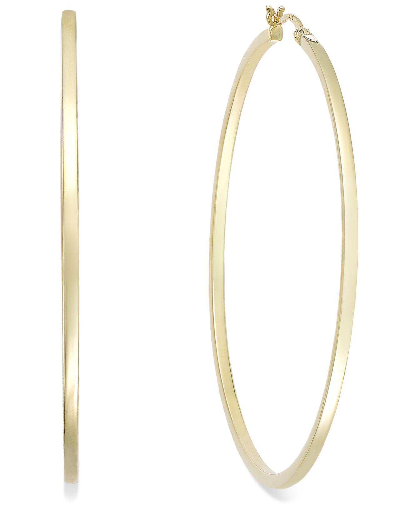 Macy's Square Tube Hoop Earrings In 14k Gold Vermeil, 60mm in Metallic