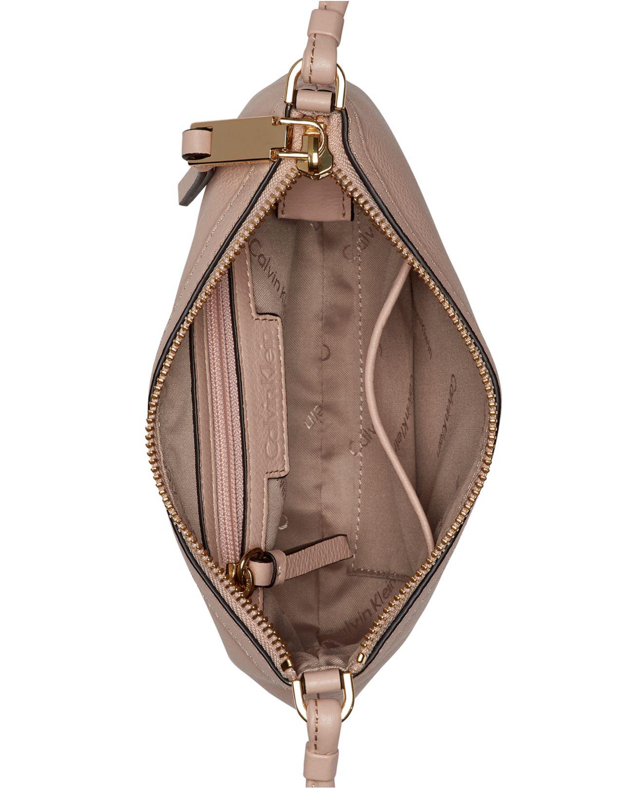 calvin klein carrie pebble leather crossbody