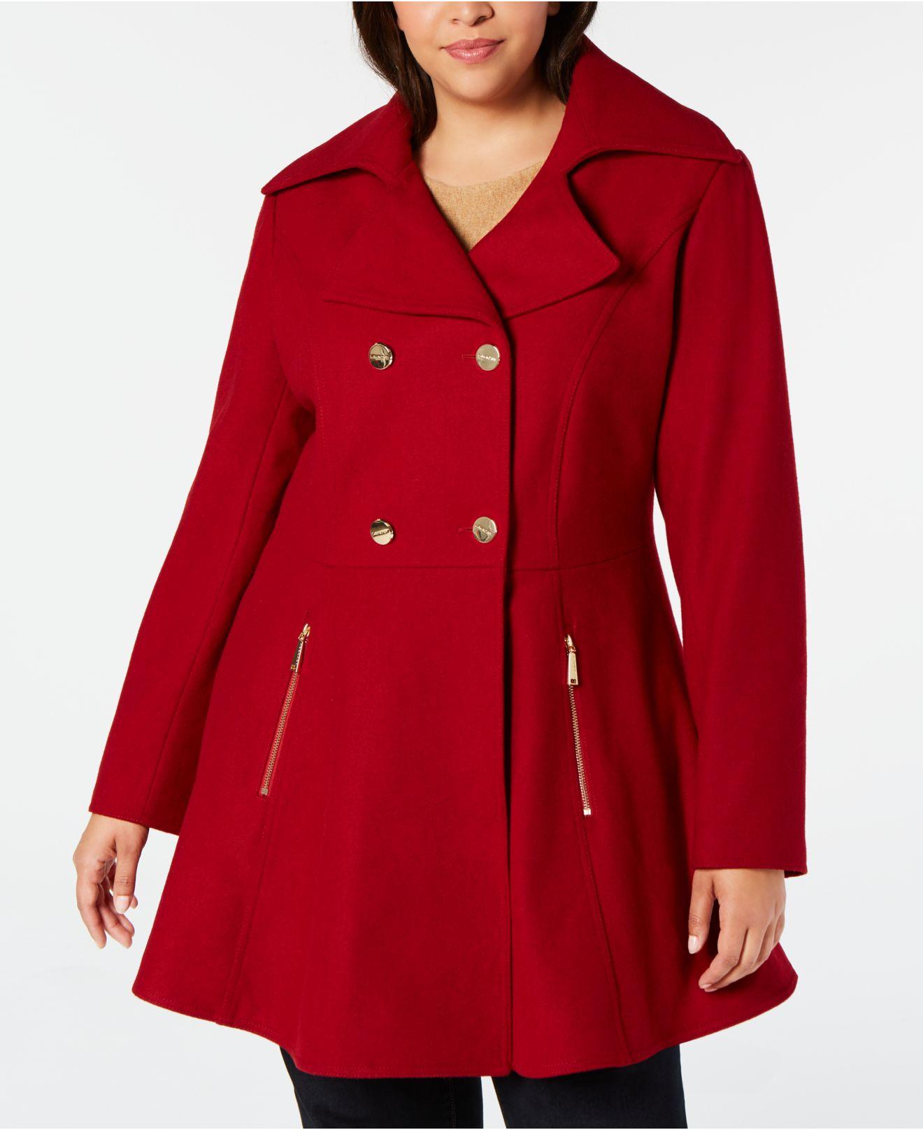 Laundry by Shelli Segal Wool Plus Size Doublebreasted Skirted Coat in