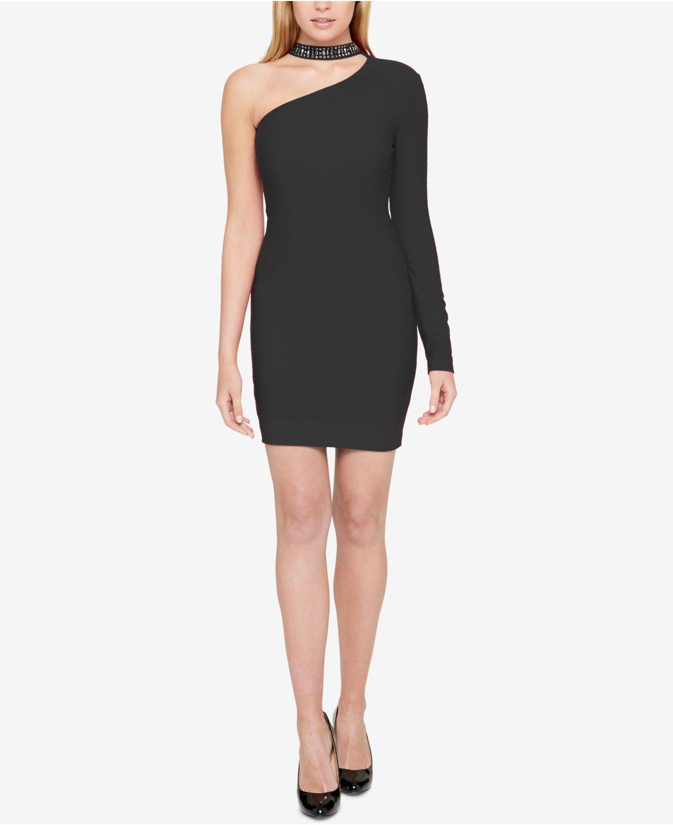 one shoulder dress with choker