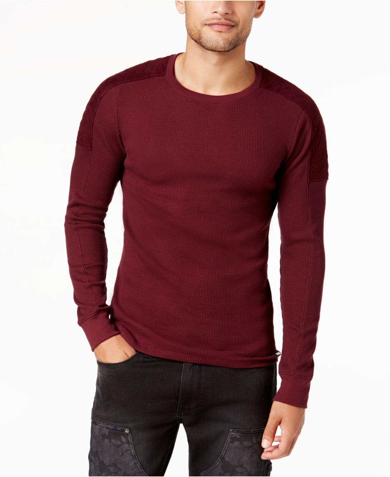 Guess Cotton Men's Long-sleeve Waffle-knit T-shirt in Red for Men - Lyst