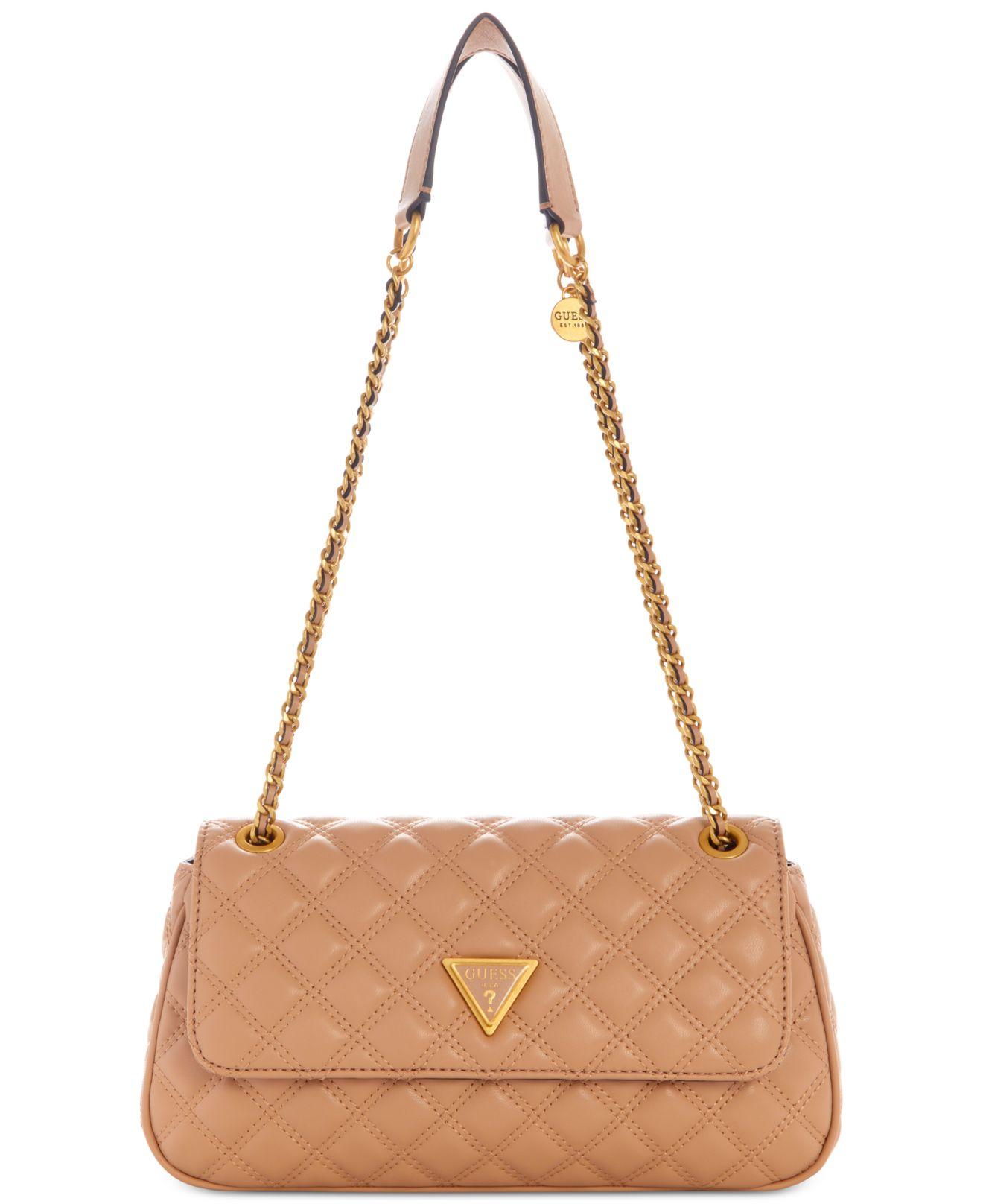Guess Giully Small Quilted Convertible Chain Strap Crossbody in Natural