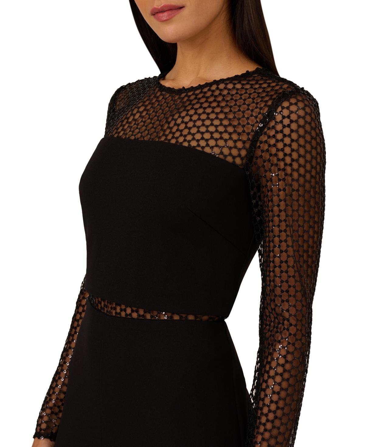 Adrianna Papell Sequin-mesh Wide-leg Jumpsuit in Black Lyst