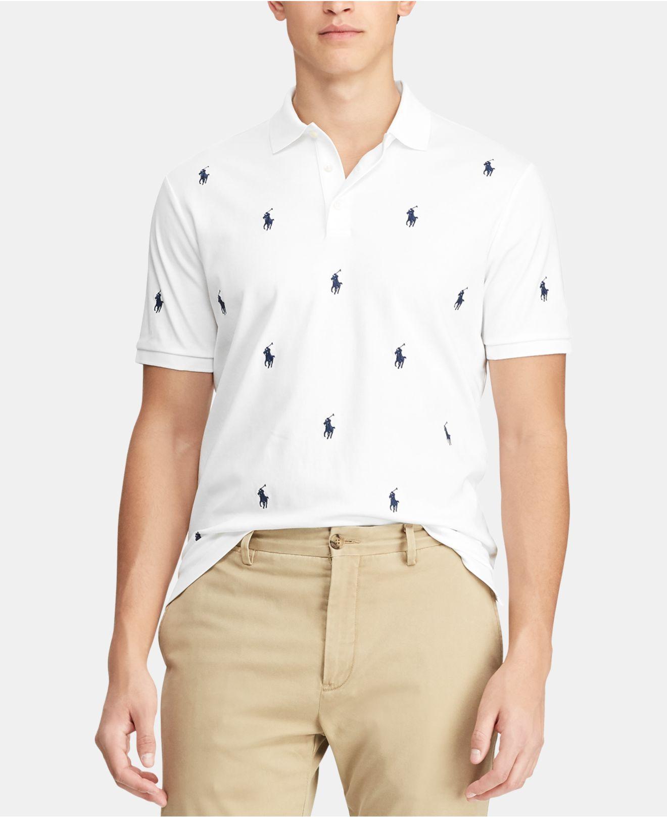 Polo Ralph Lauren Cotton Allover Pony Classic Fit Polo Shirt in White for  Men | Lyst