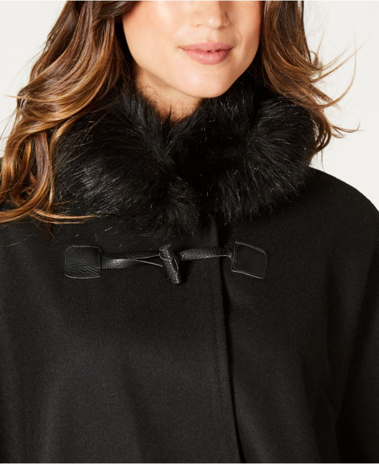 Jones New York Fauxfurcollar Cape in Black Lyst