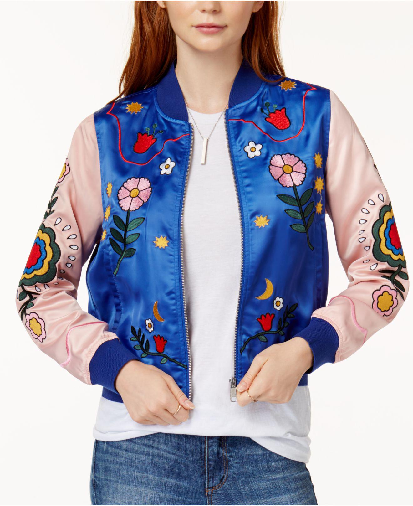 embroidered floral bomber jacket