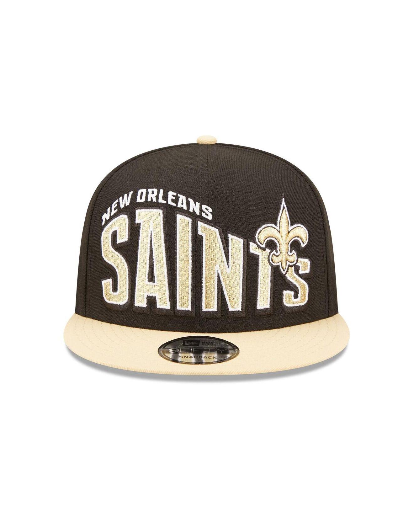 KTZ Black, Gold New Orleans Saints Wordmark Flow 9fifty Snapback Hat for  Men
