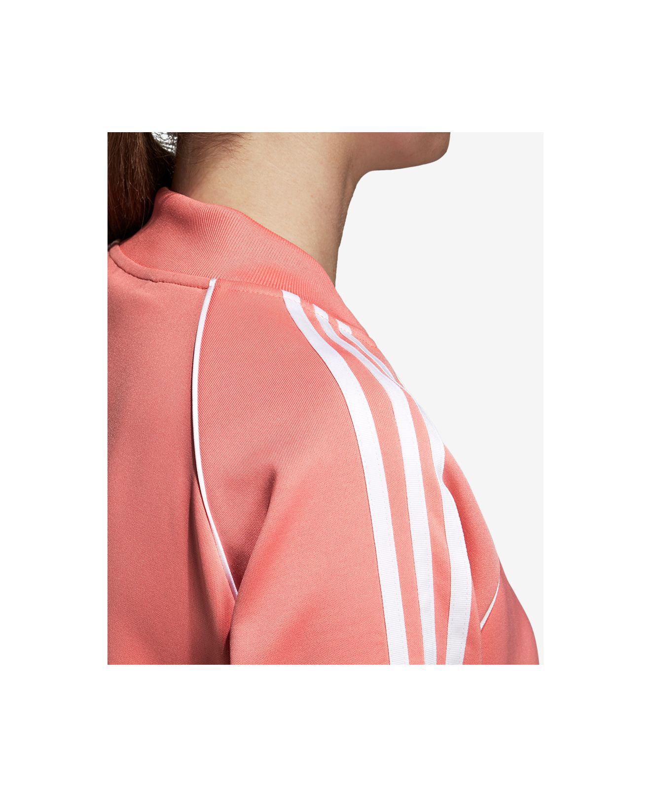 adidas originals adicolor three stripe track jacket in pink