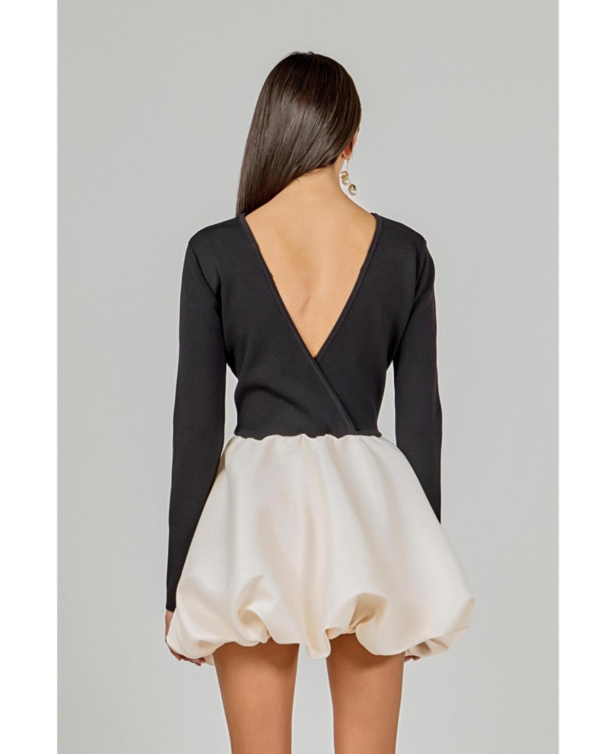 Endless Rose Long Sleeve Open Back Knit Mini Dress in White | Lyst