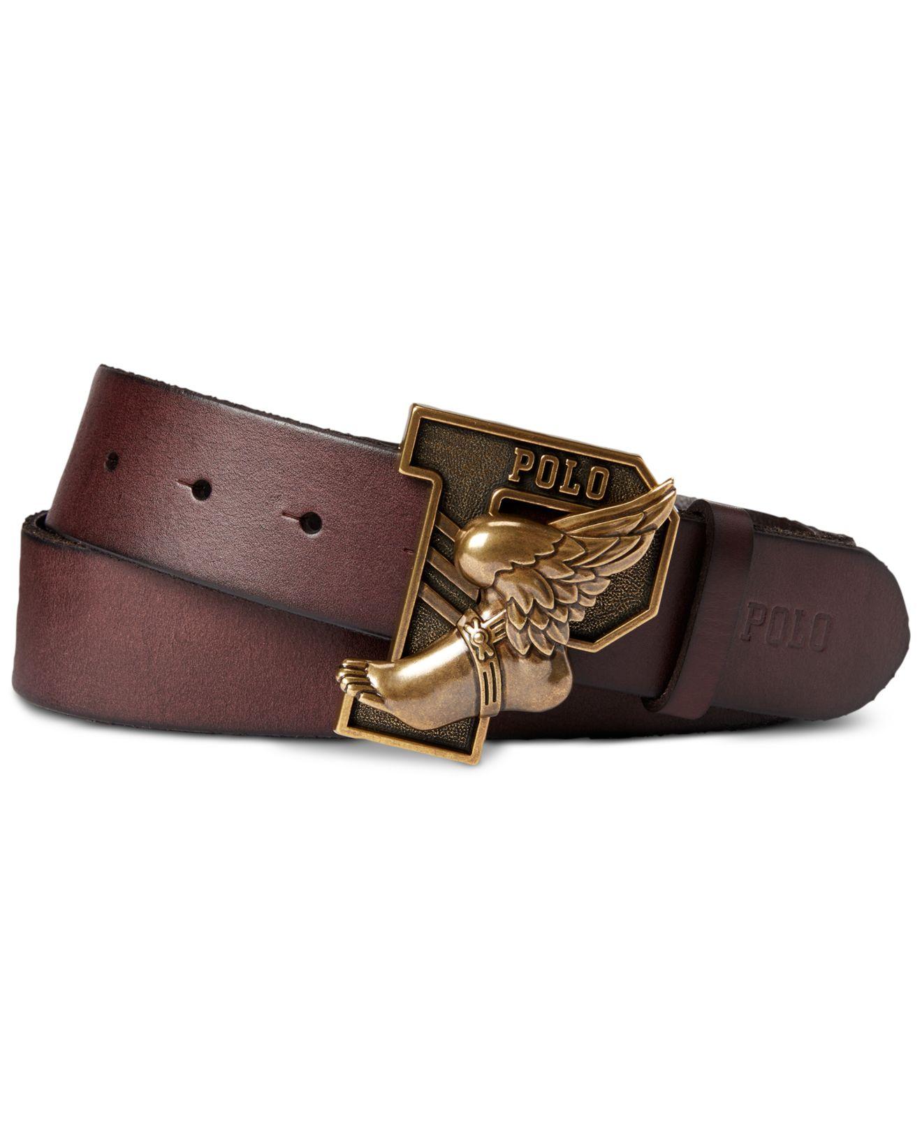 polo plaque leather belt