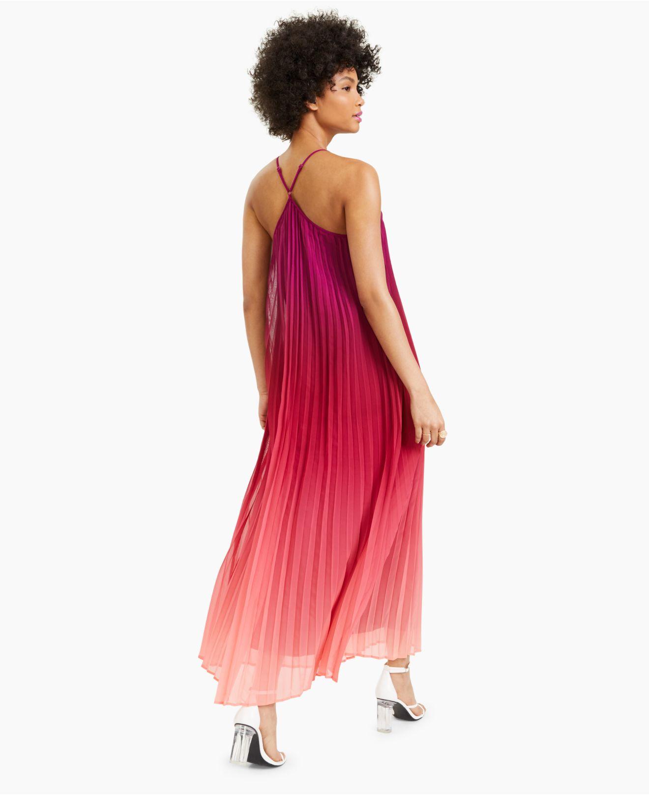 Bar Iii Pleated Ombré Maxi Dress, Created For Macy's in Red | Lyst