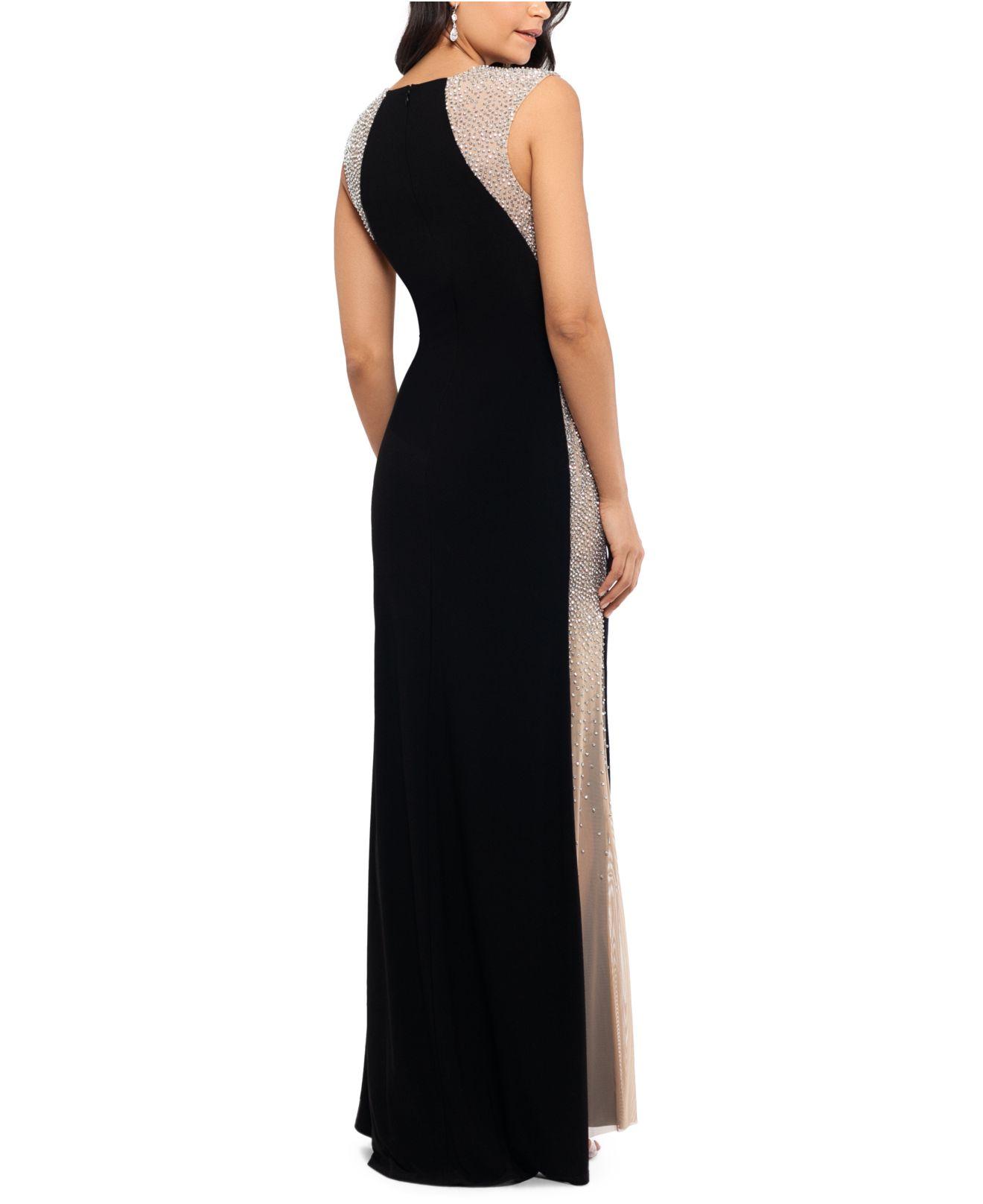 xscape rhinestone illusion dress