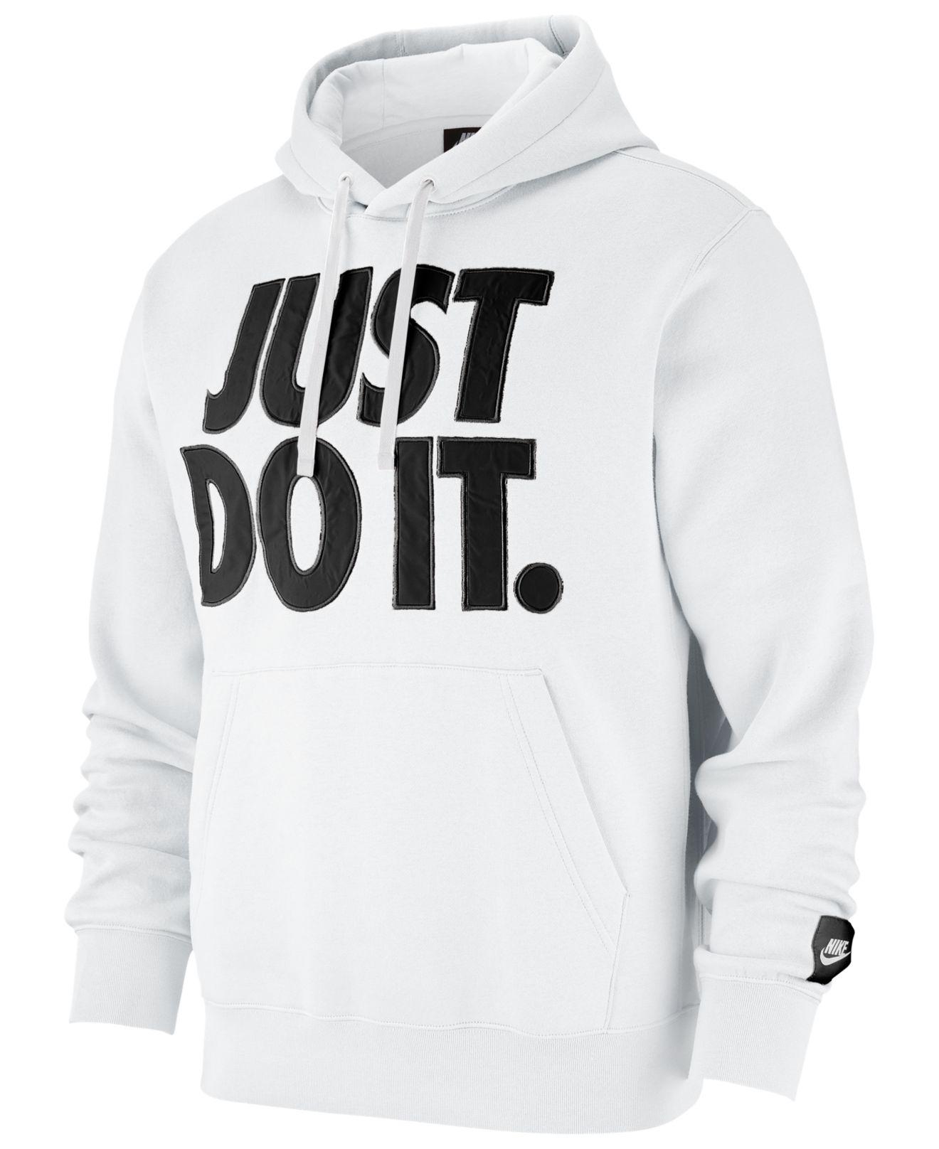 Nike Sportswear Just Do It Fleece Pullover Hoodie in White for Men | Lyst
