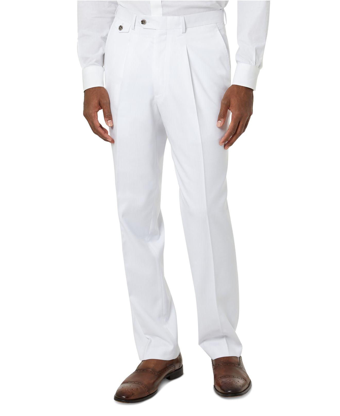 Tayion Collection Classic-fit Suit Pants in White for Men | Lyst
