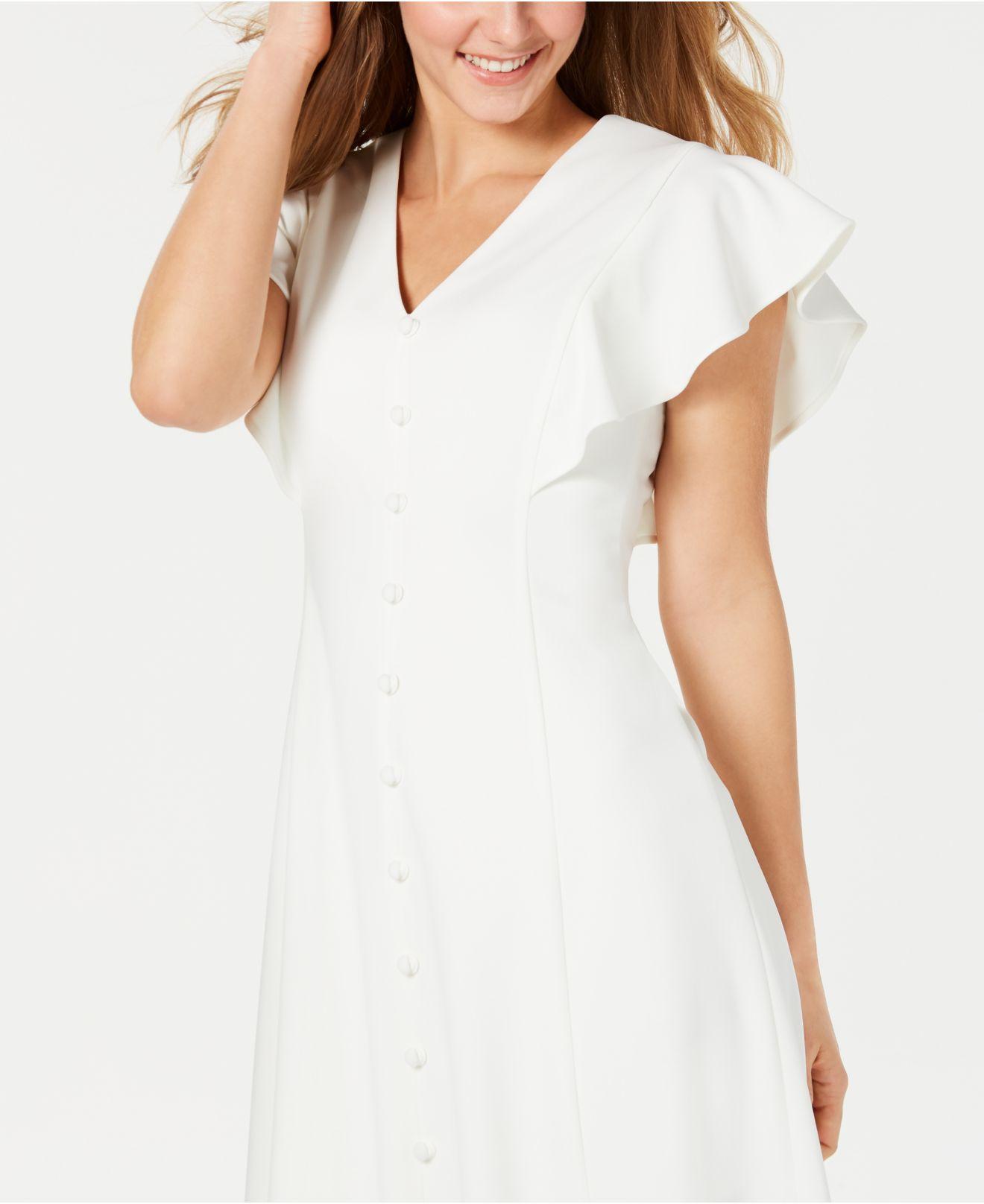 calvin klein button front midi dress