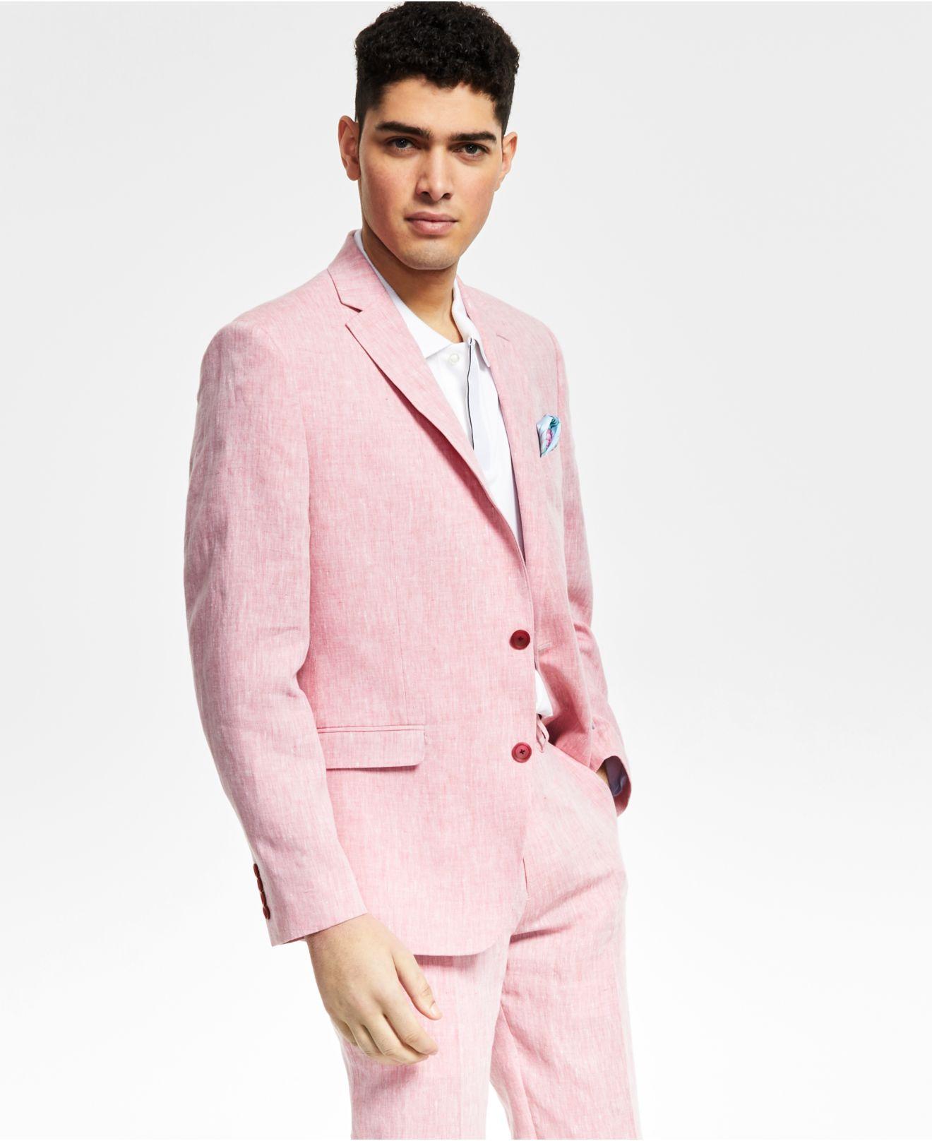 Bar Iii Slimfit Textured Linen Suit Separate Jacket, Created For Macy