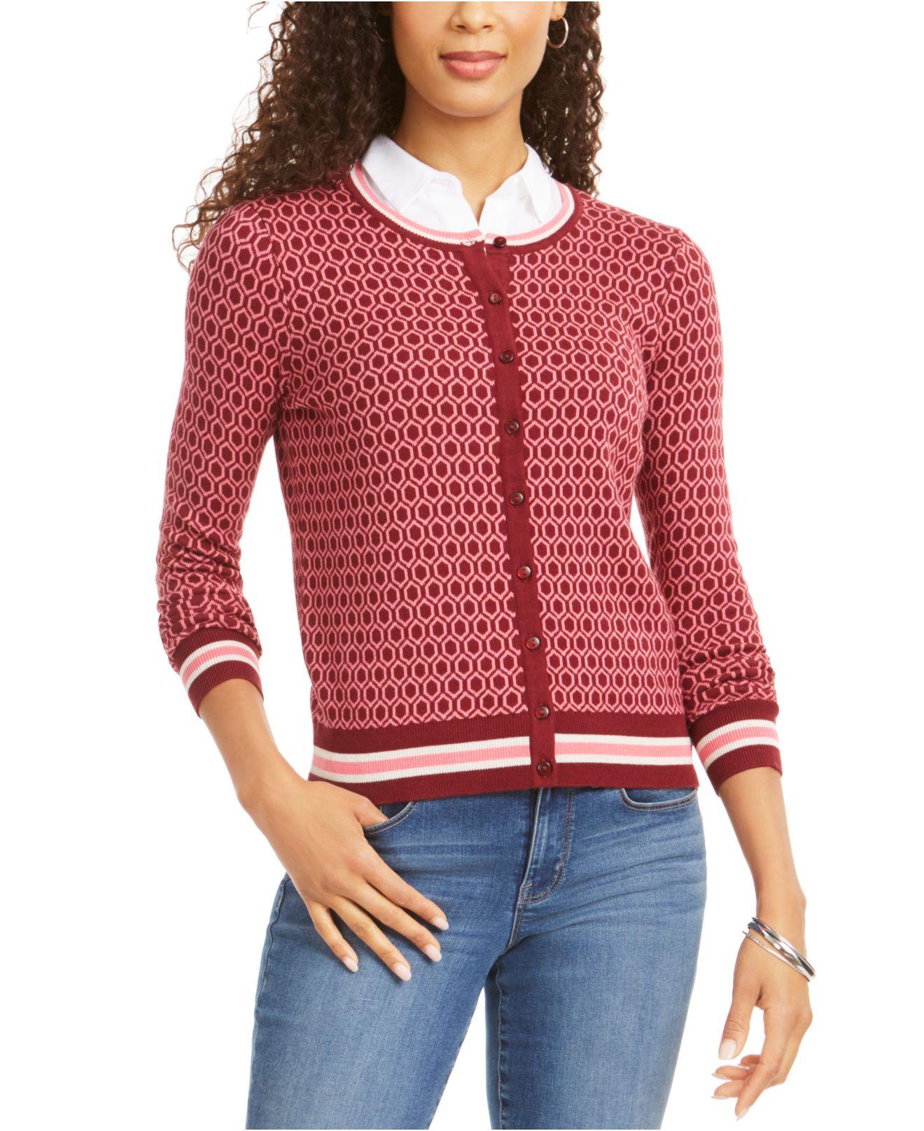 Charter Club Cotton Patterned Cardigan Sweater, Created For Macy's in ...