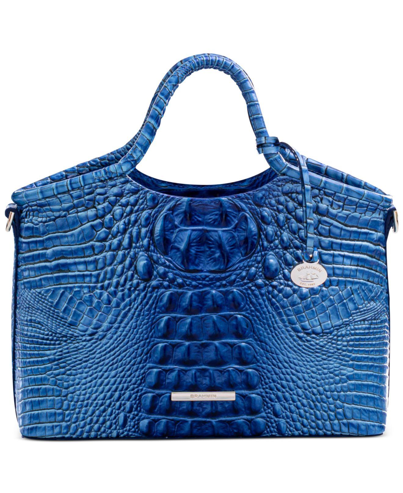 BRAHMIN+SMALL+ELAINE+DRAGON+MELBOURNE+TEAL+AQUA+BLUE+%26+GOLD+SATCHEL+ HANDBAG for sale online