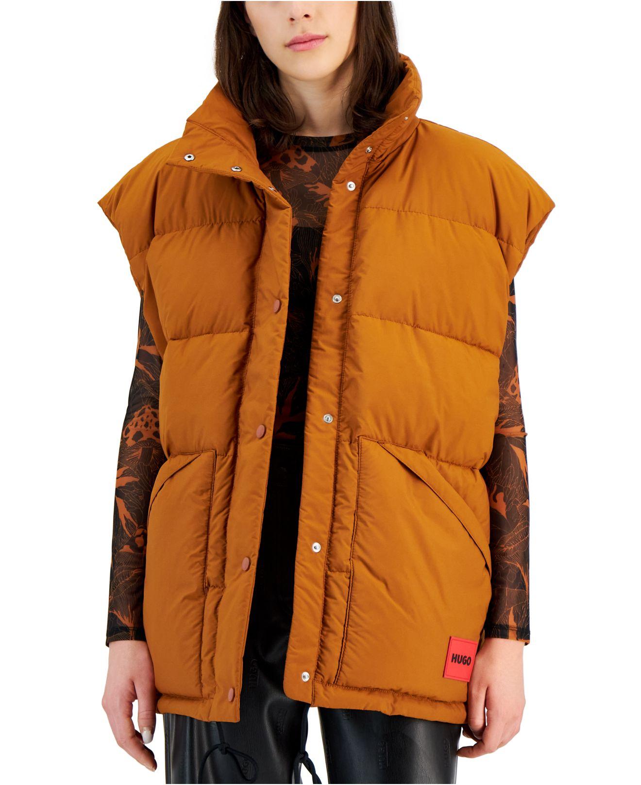 HUGO Oversized Puffer Vest in Orange | Lyst