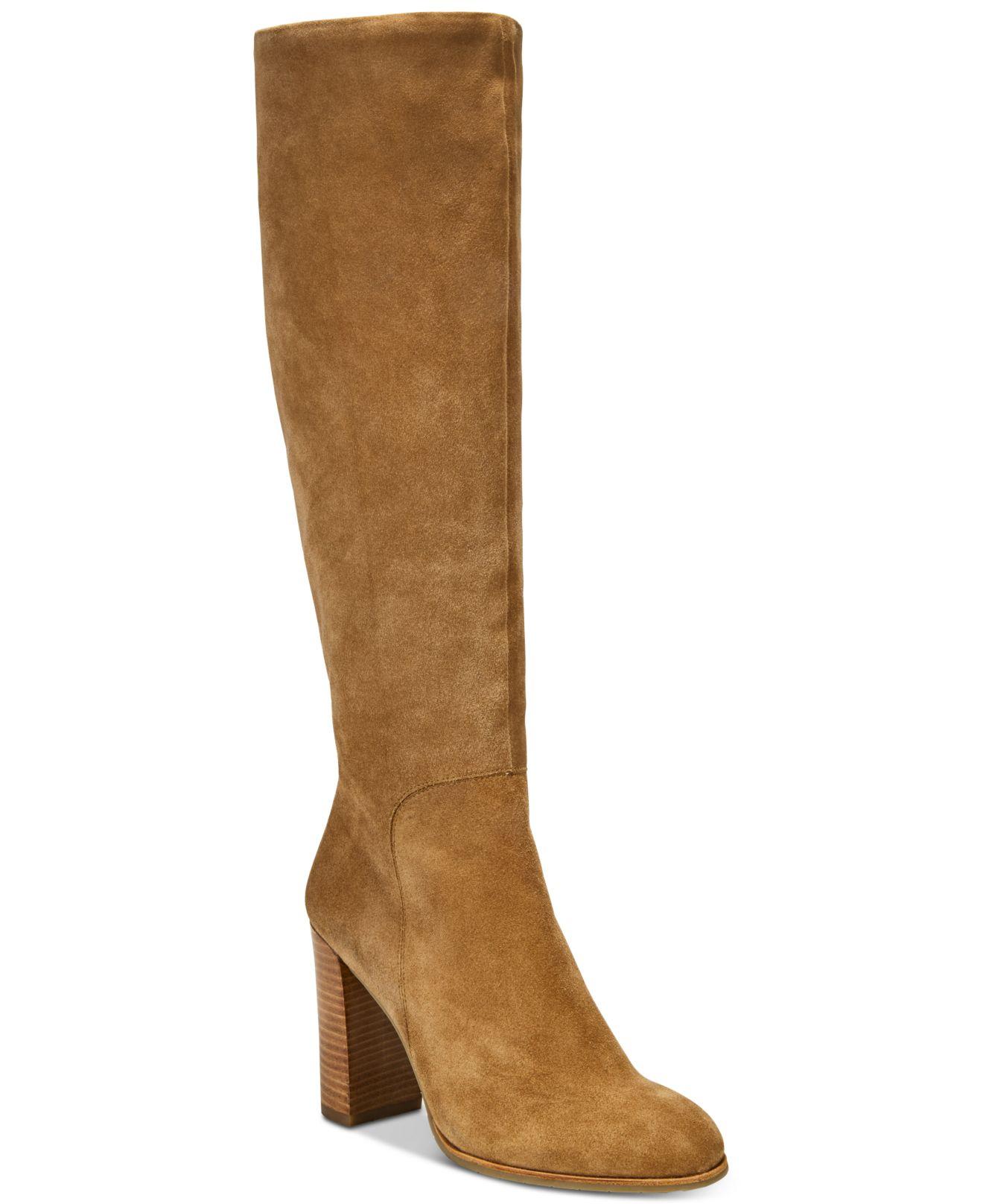 Kenneth Cole Leather Justin Block-heel Tall Boots in Taupe (Brown) - Lyst