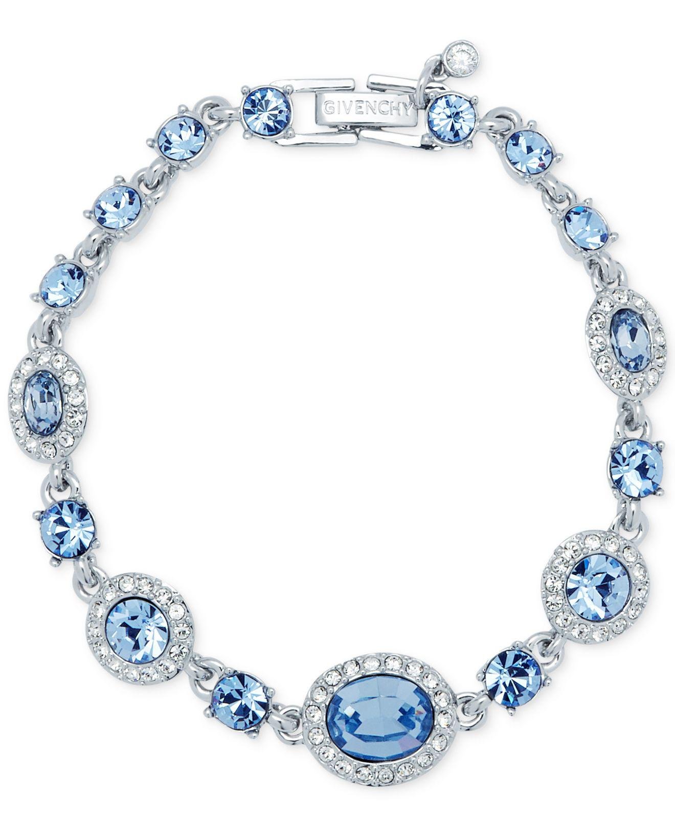 Givenchy Silver-tone Pavé & Blue Stone Flex Bracelet | Lyst