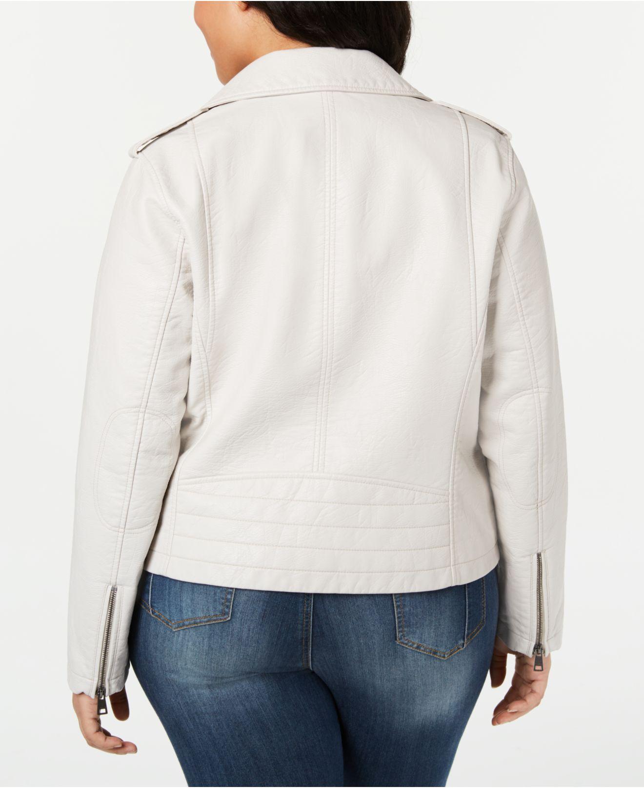 plus size white leather jacket