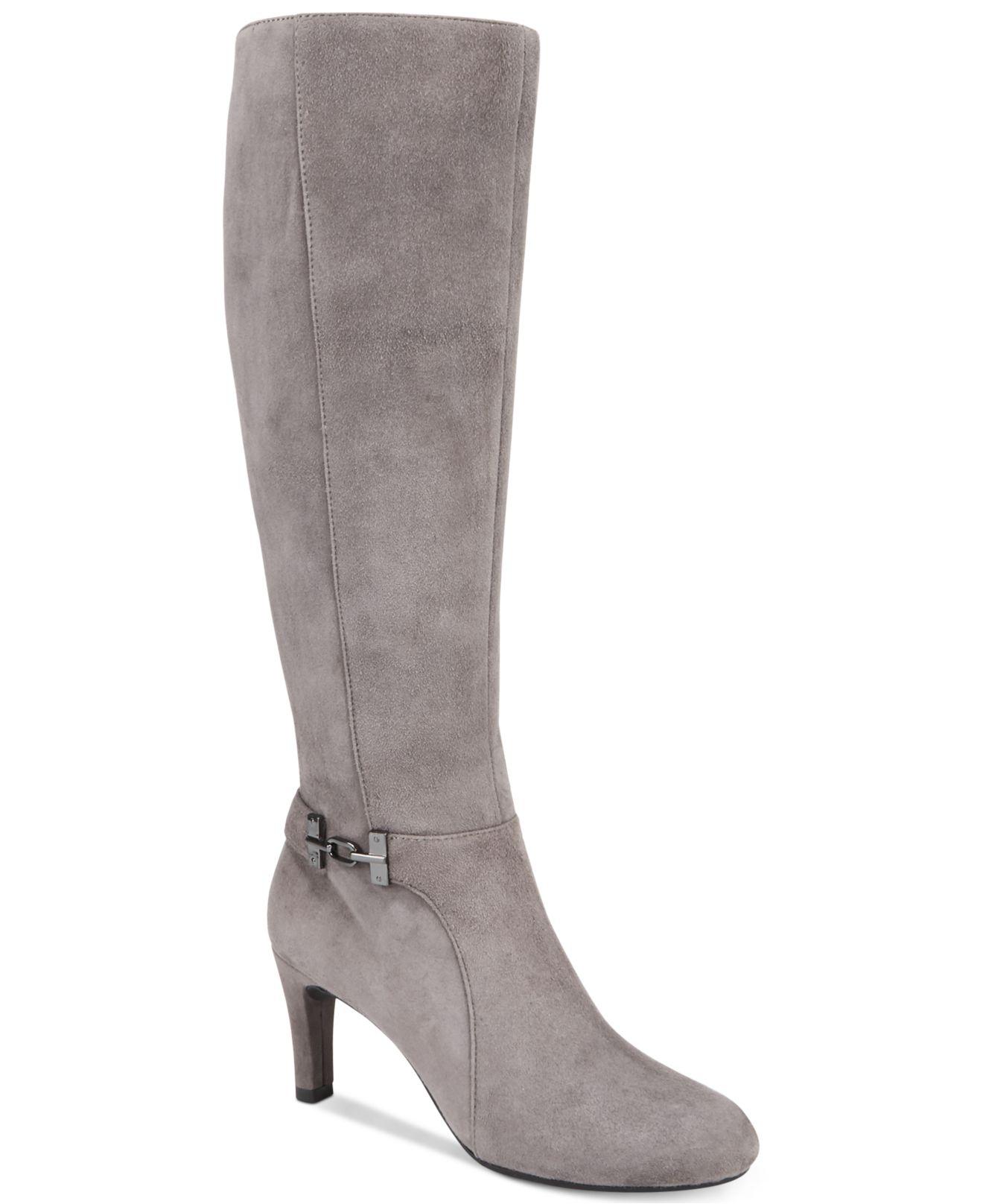 Bandolino Leather Lamari Widecalf Dress Boots in Gray Lyst