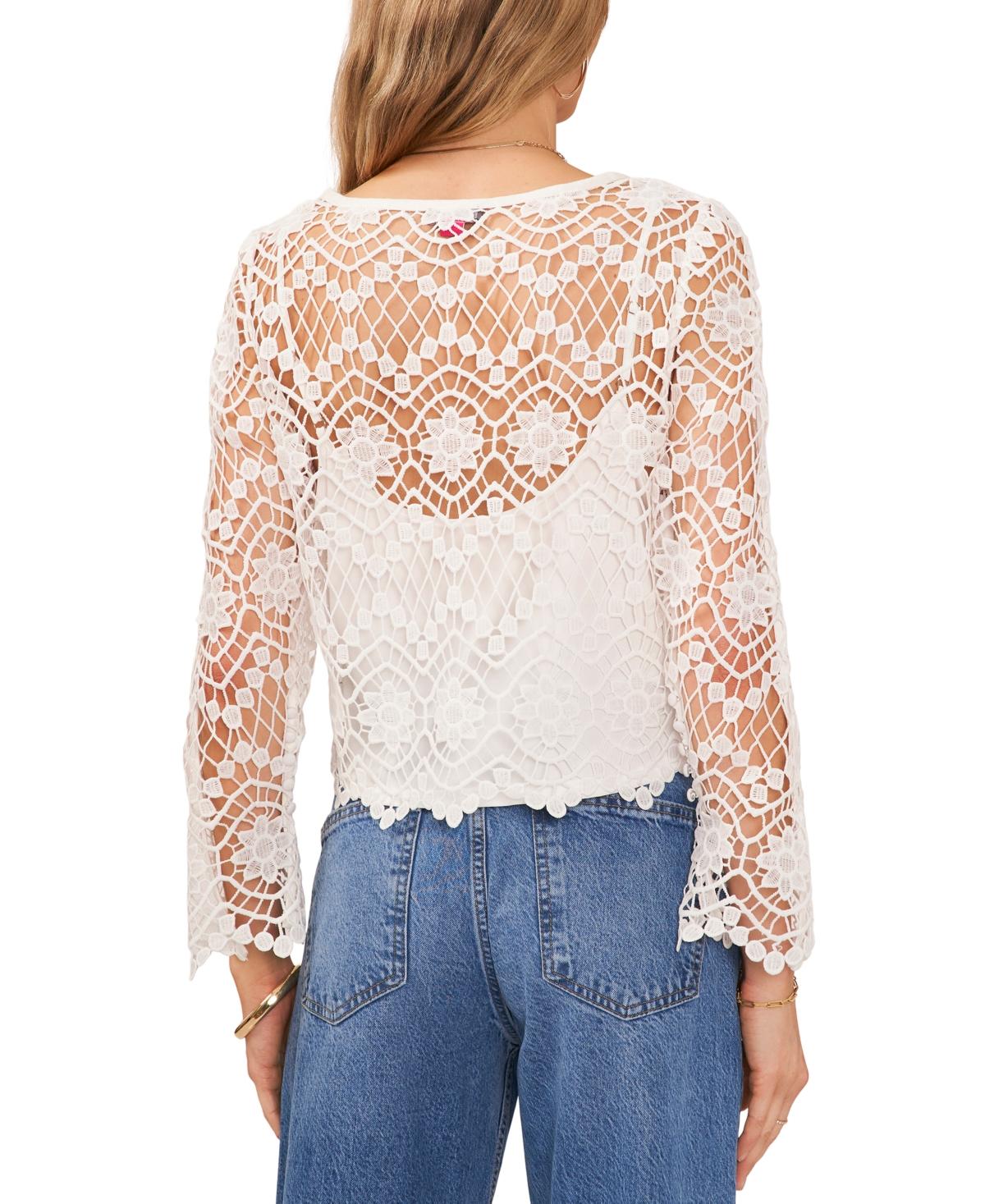 売れ筋商品|||ヴィンスカムート カットソー トップス レディース Women's Lace Boat-Neck Flare-Sleeve Top Ultra White Vince Camuto Lace Boat-neck Flare-sleeve Top in White | Lyst