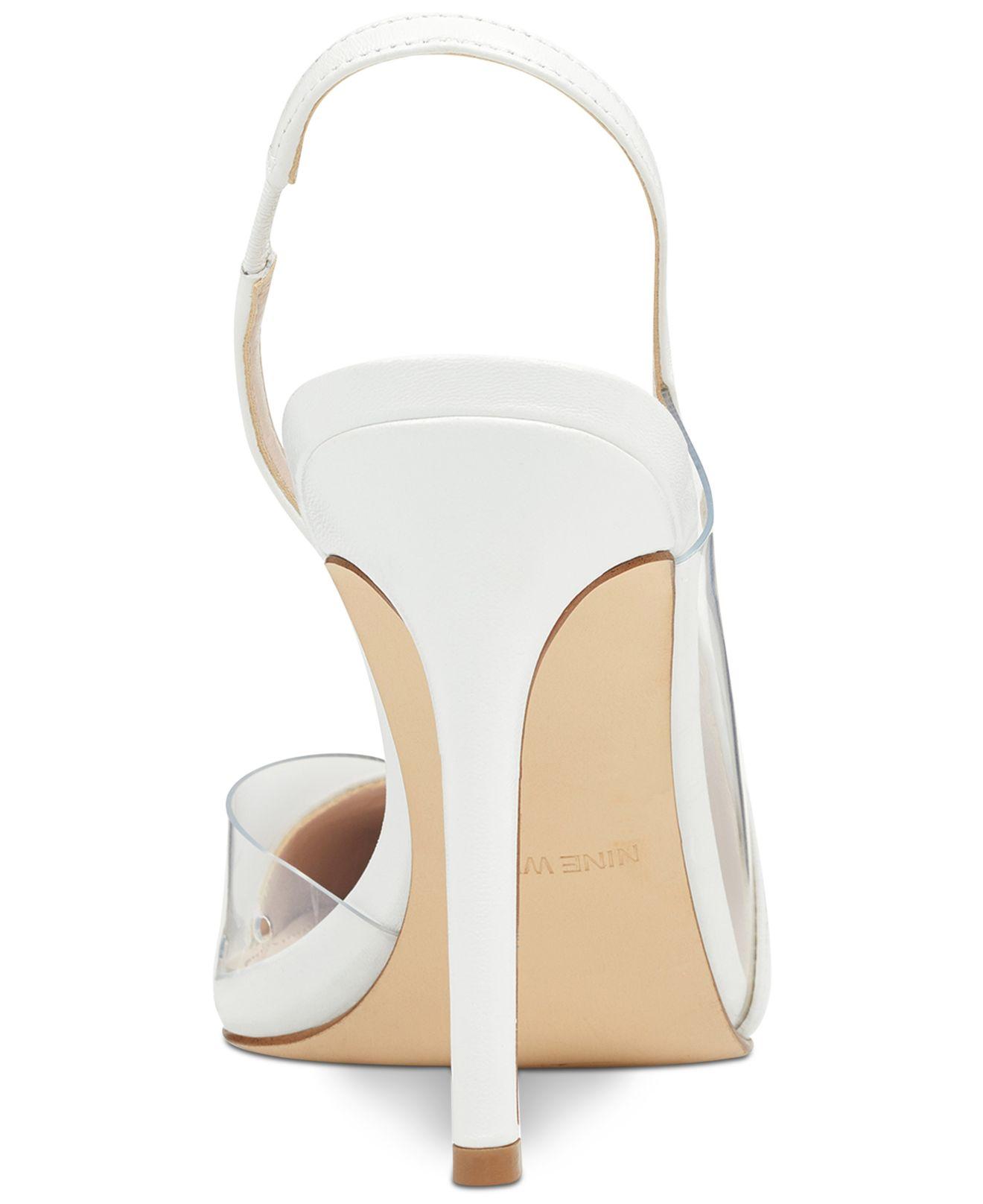 nine west toffee vinyl slingback pumps