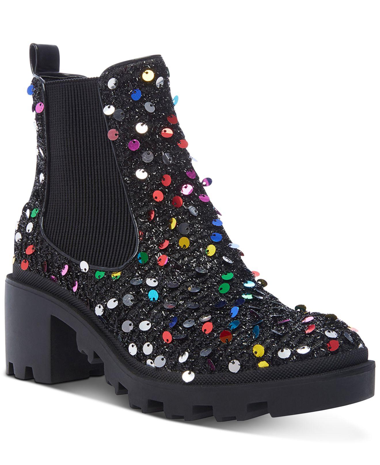 betsey johnson rhinestone boots black