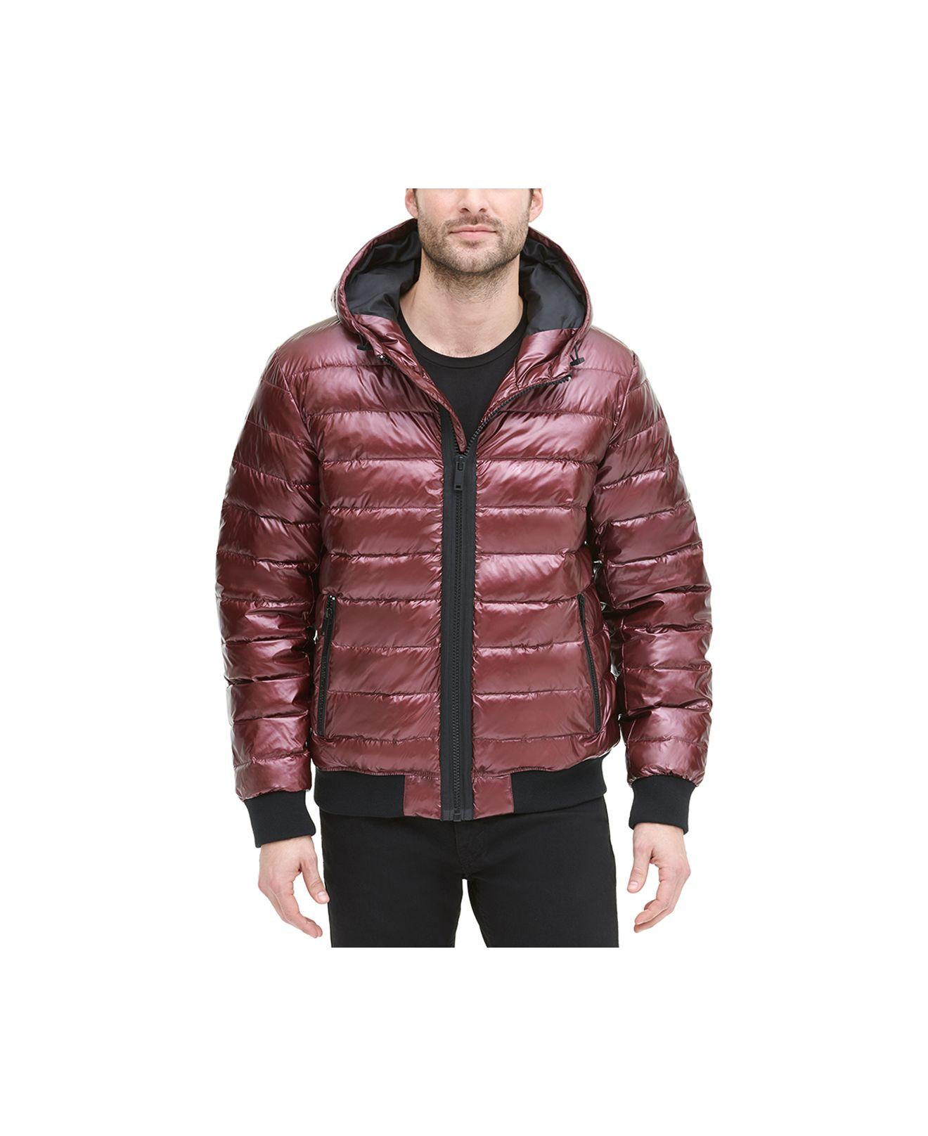 red quilted bomber jacket