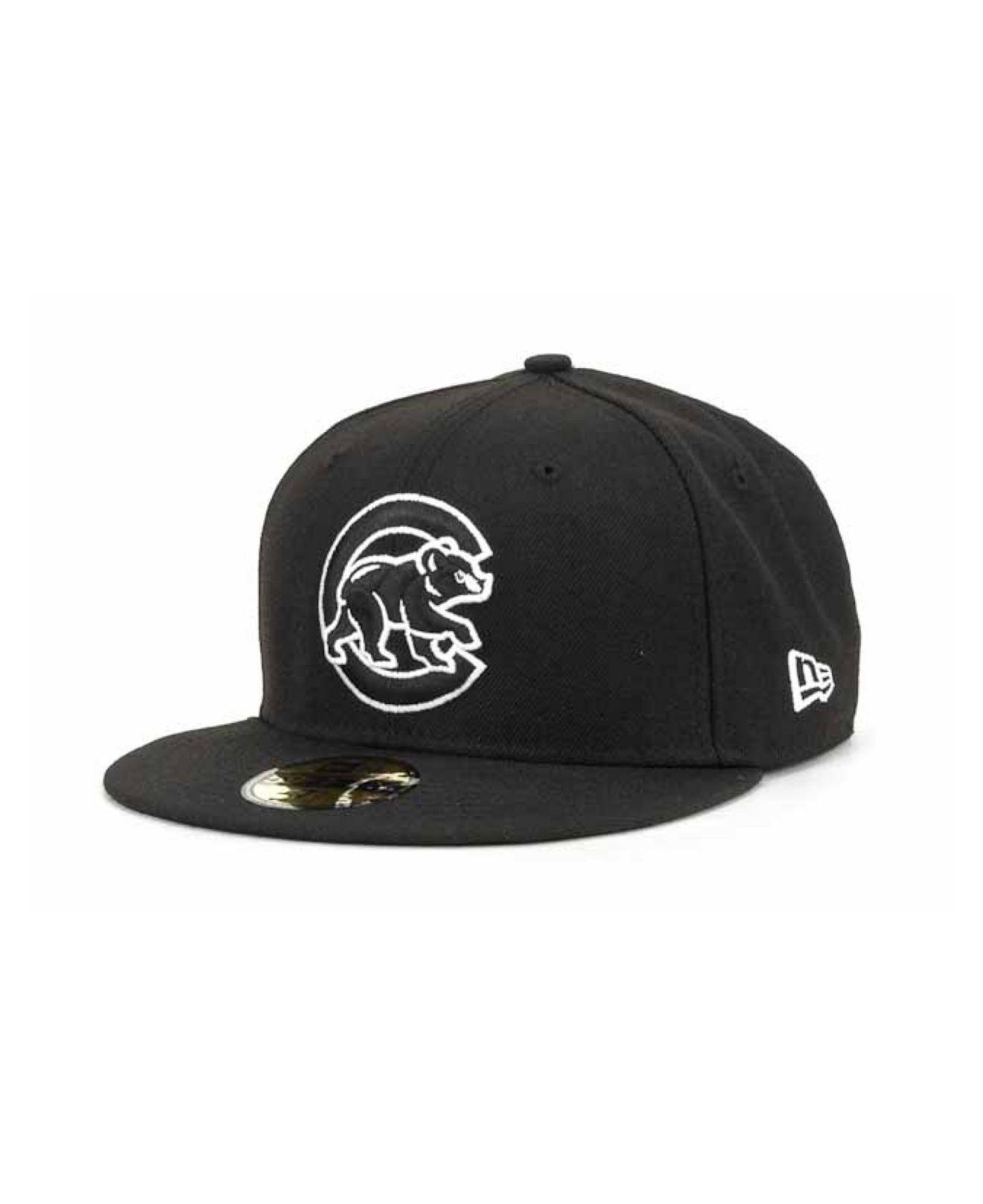 KTZ Chicago Cubs Mlb Black And White Fashion 59fifty Cap for Men
