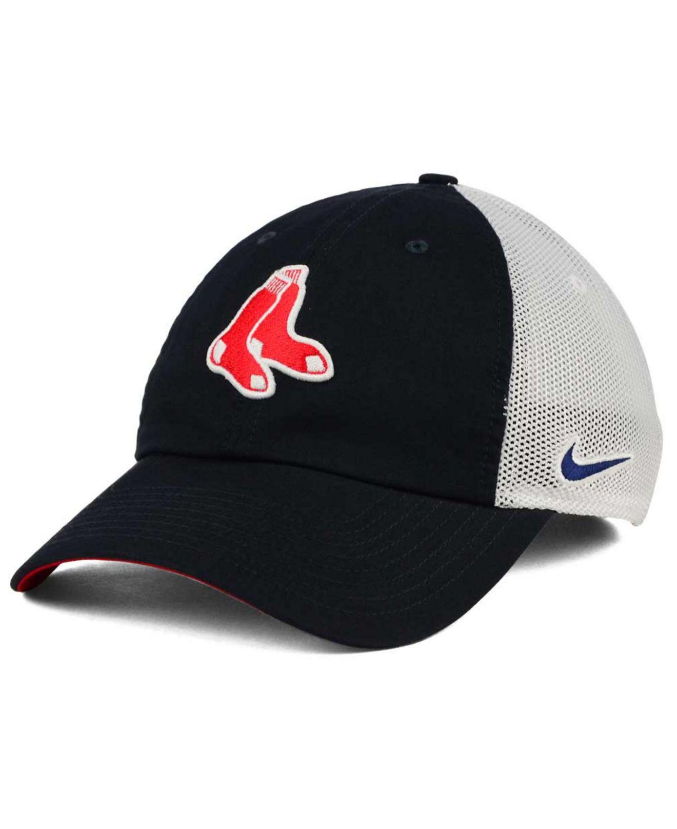 Nike Cotton Boston Red Sox Dri-fit Mesh Swoosh Adjustable Cap in Navy ...