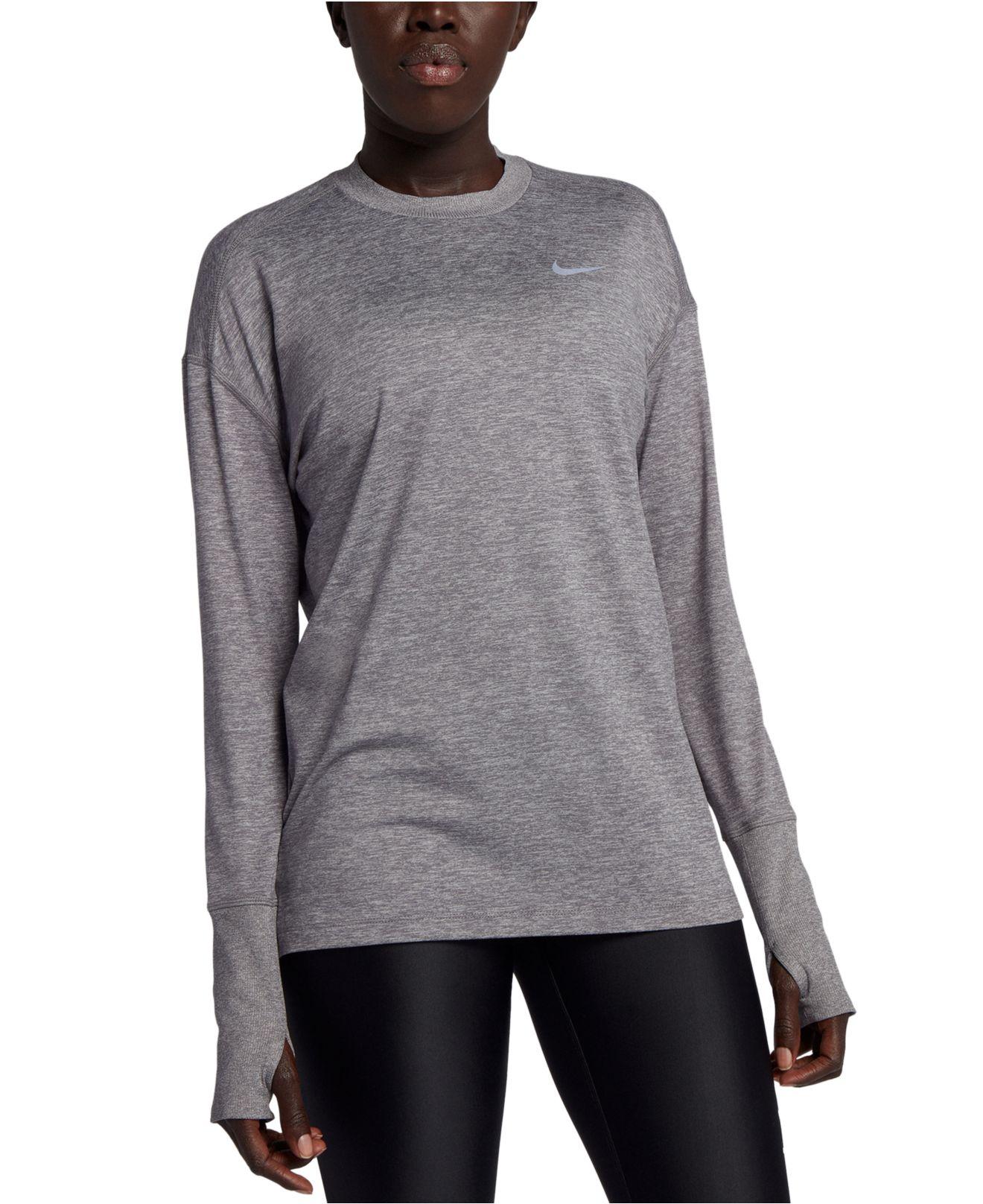 Nike Synthetic Element Women's Long Sleeve Running Top in Gray Lyst