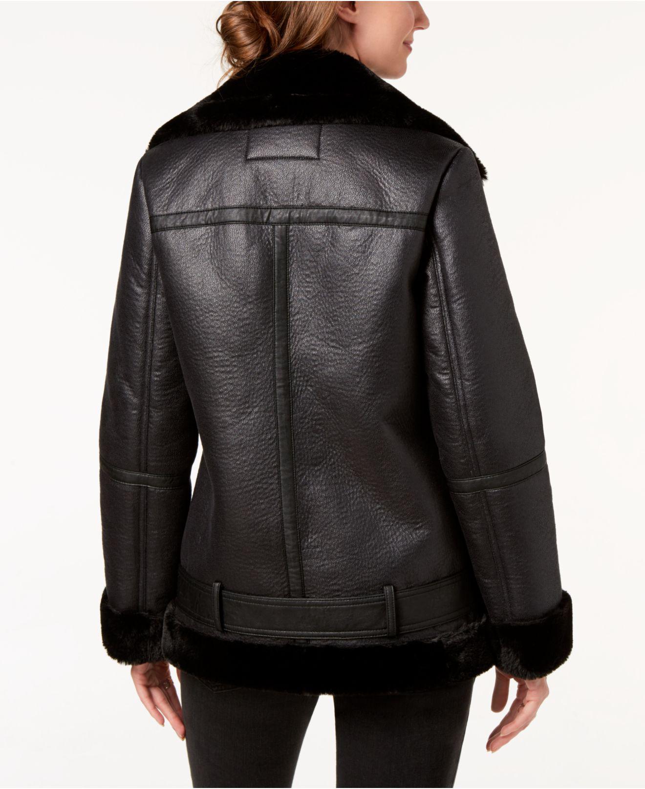 Bcbgeneration Black Faux Fur Trim Moto Jacket