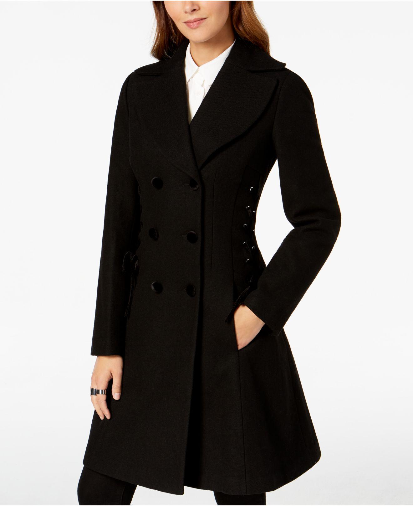 guess shawl collar wool blend coat