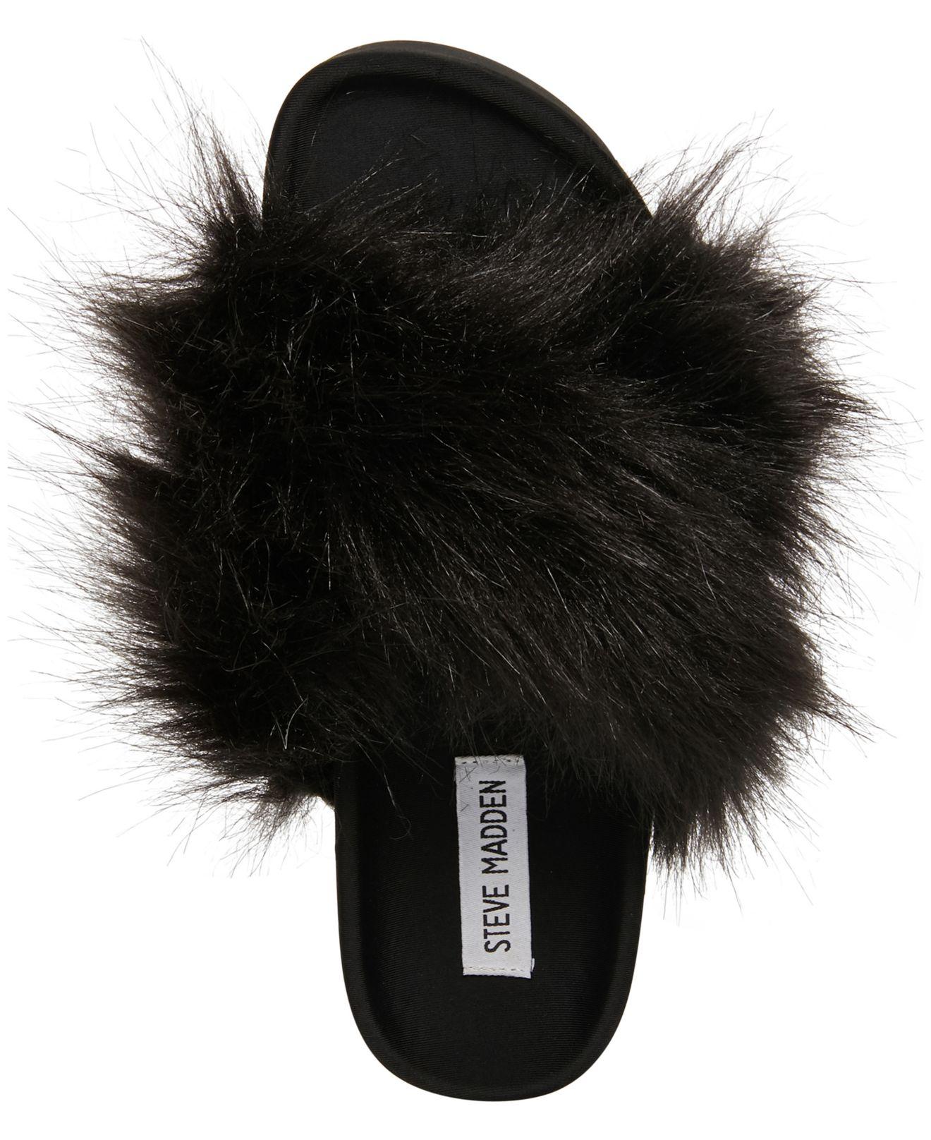 furry steve madden slides