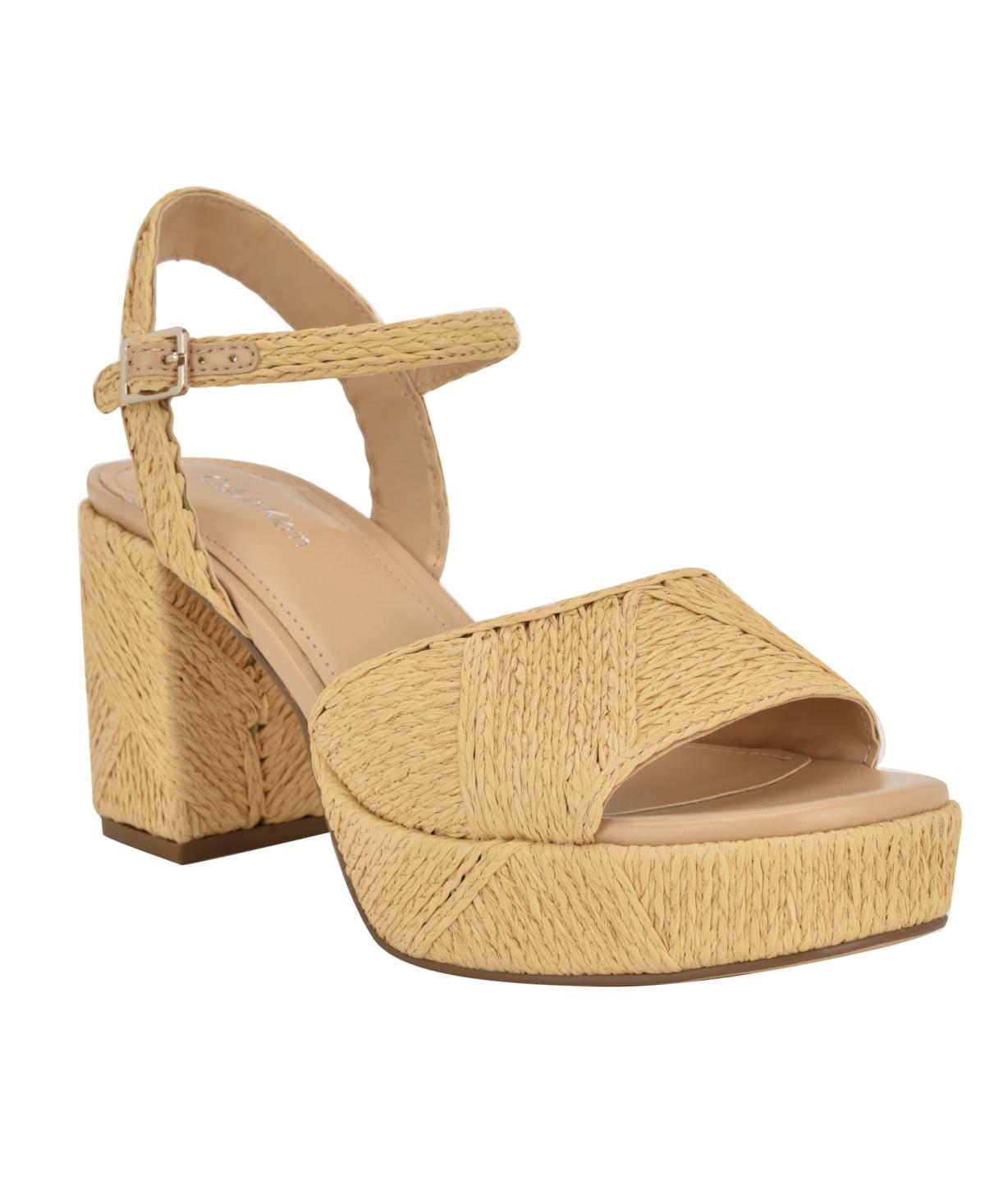 Calvin Klein Lessia Square Toe Dress Sandals in Metallic | Lyst