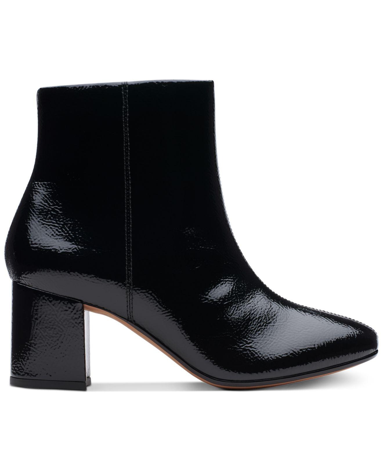 clarks black patent boots